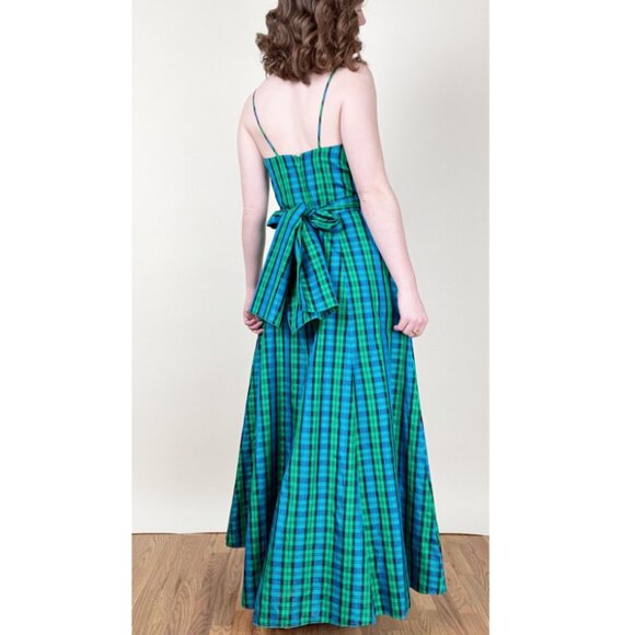 Vintage Plaid Gown Maxi Dress Princess Formal Dance Prom Gala Evening Wear Fancy - Picture 3 of 8